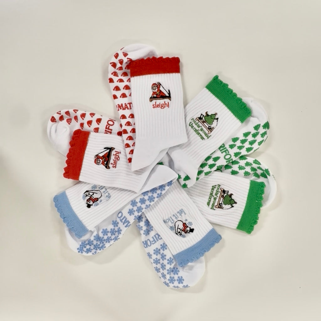 Sleigh! Santa on the Reformer Pilates Grip Socks