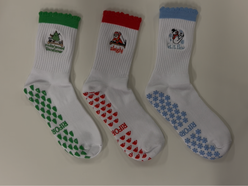 Sleigh! Santa on the Reformer Pilates Grip Socks
