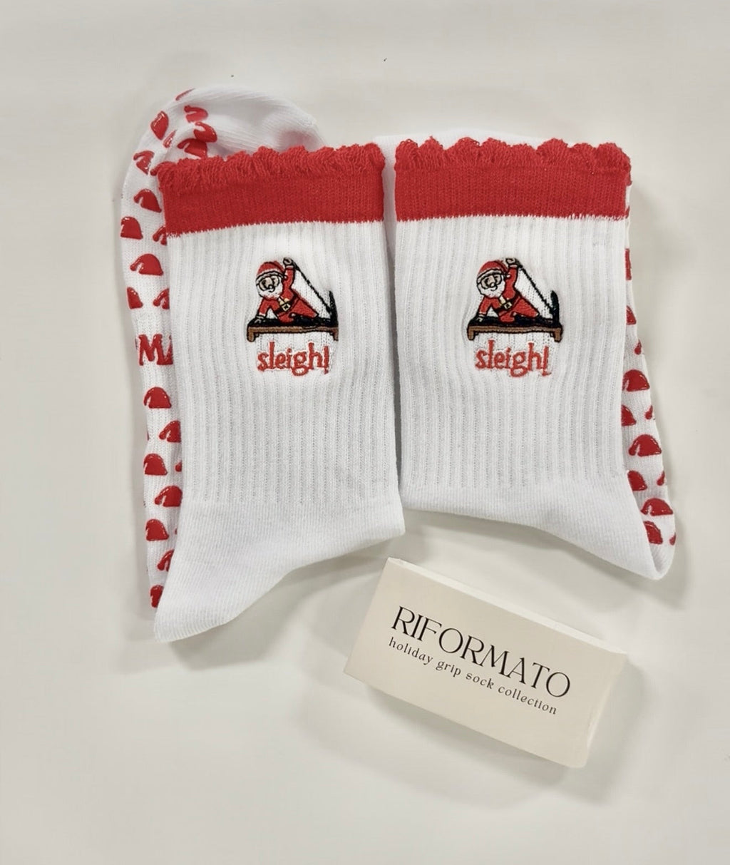 Sleigh! Santa on the Reformer Pilates Grip Socks