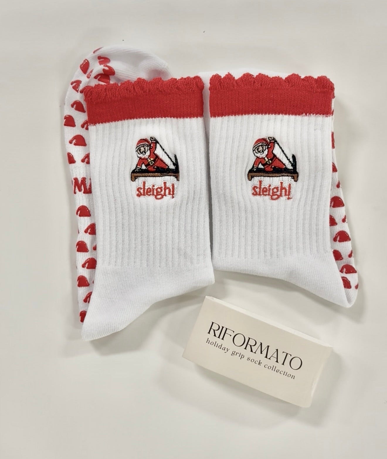 Sleigh! Santa on the Reformer Pilates Grip Socks